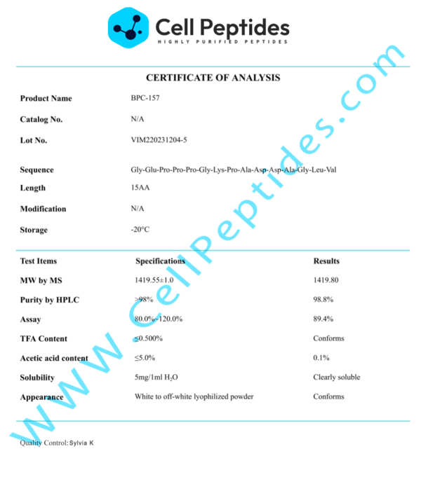 peptide_BPC 157_coa